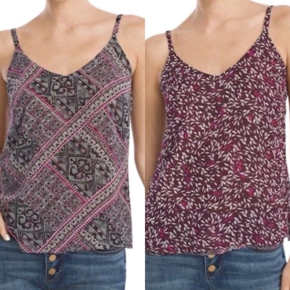 White House Black Market | Burgundy/Purple/Pink Print Reversible Cami/Tank Sz XL
